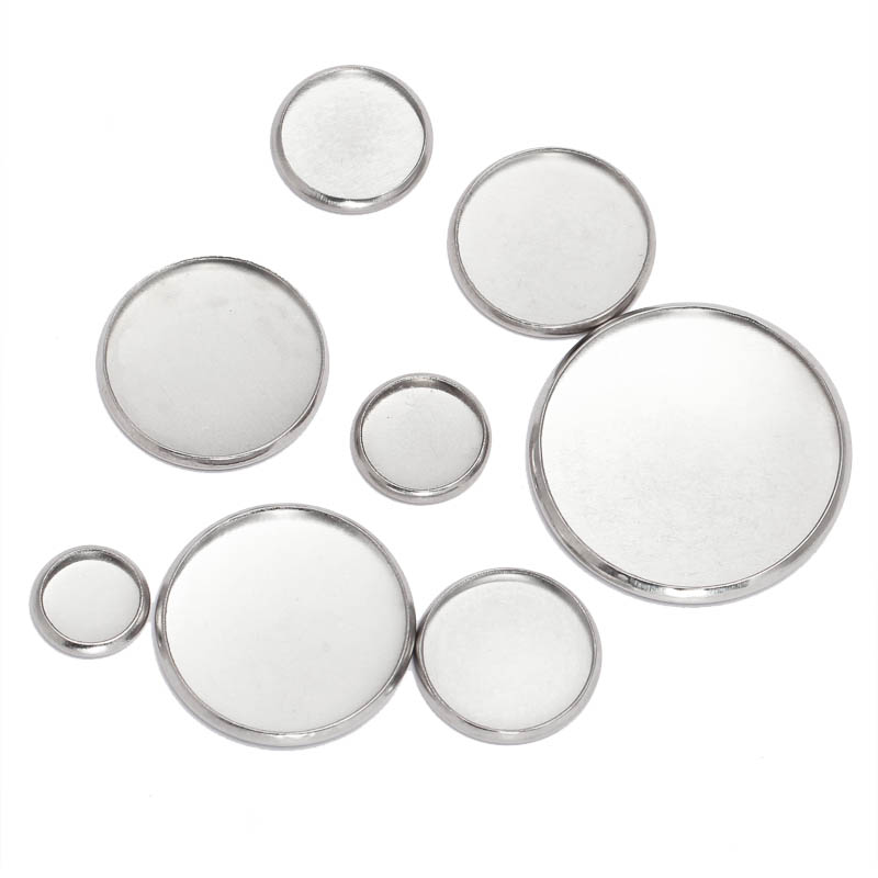 Bezels Set Pendant - 20 قطعة الفولاذ المقاوم للصدأ جولة
